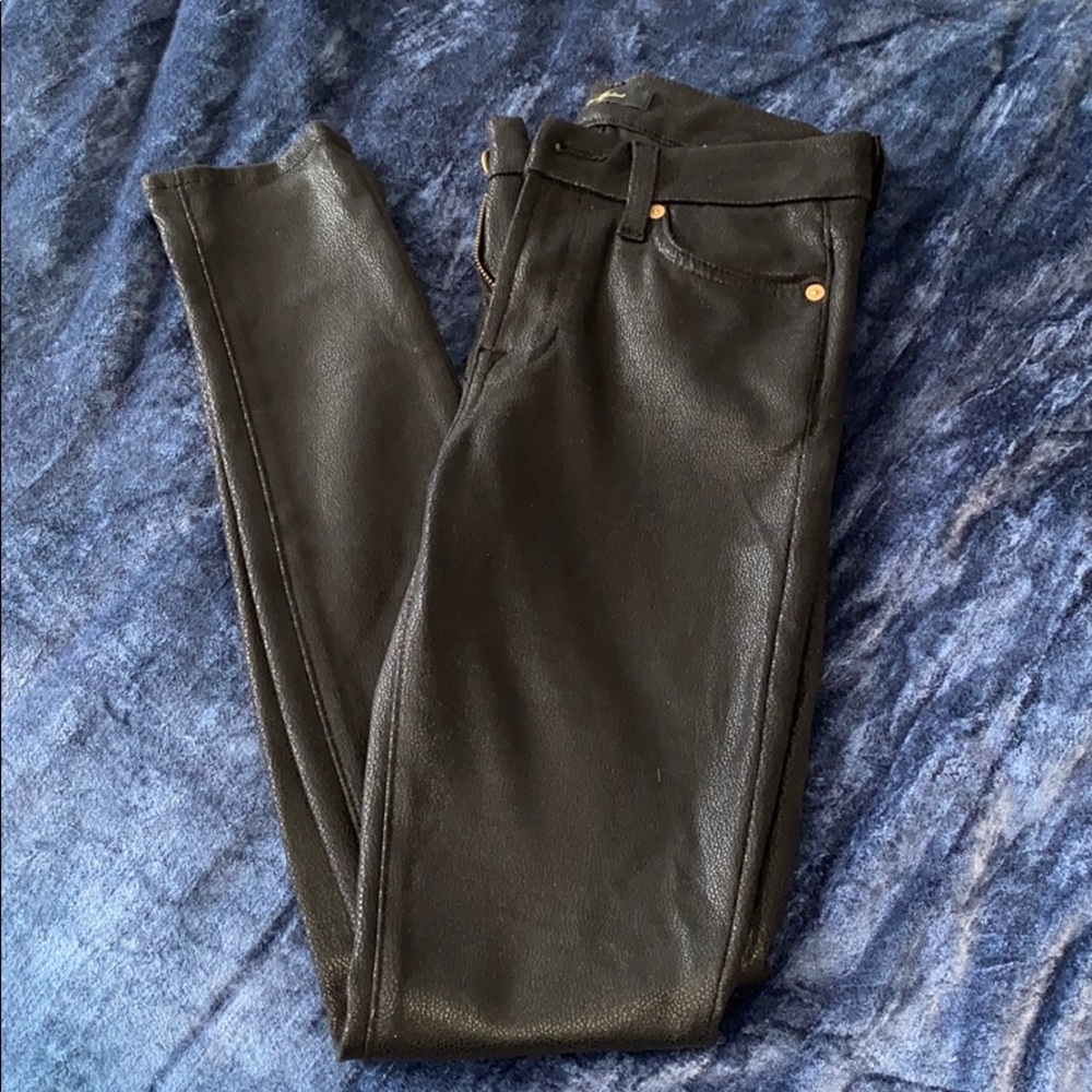 7 For All Mankind textured black pants